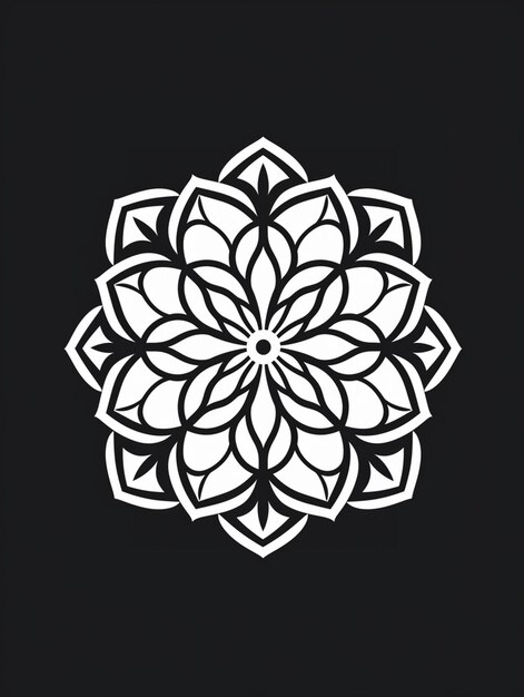 Photo a black and white flower design on a black background generative ai