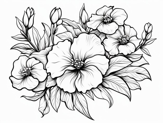 Black and white flower design vector style