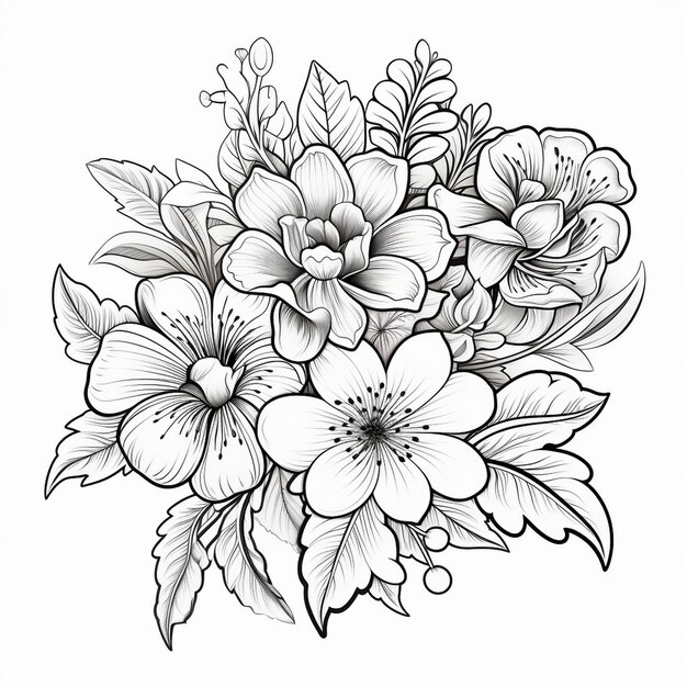 Black and white flower design vector style