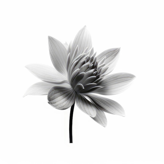 A black and white flower with a black stem.