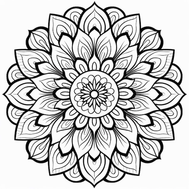 a black and white flower with a large center generative ai