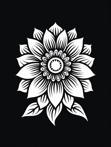 Photo a black and white flower with a smiley face on it generative ai