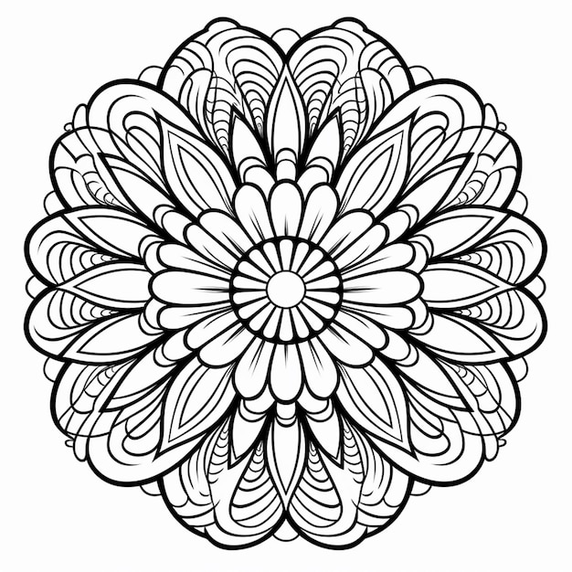 a black and white flower with swirls on it generative ai