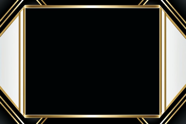 a black and white frame with a gold border on a black background