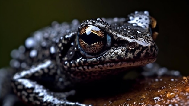 A black and white gecko sits on a branch.