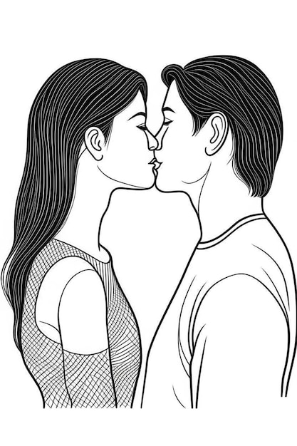 同性愛者のカップルが lgtb の愛の概念にキスの黒と白の幾何学的なイラスト