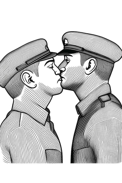 black and white geometric illustration of gay homosexual couple kissing lgtb love concept