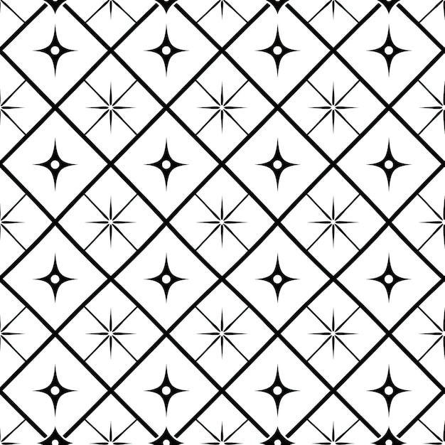 черно-белый геометрический рисунок с черно- белыми звездами