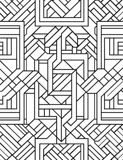 Photo a black and white geometric pattern with squares and lines generativ ai