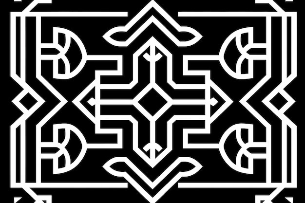 a black and white geometric pattern with the white lines.