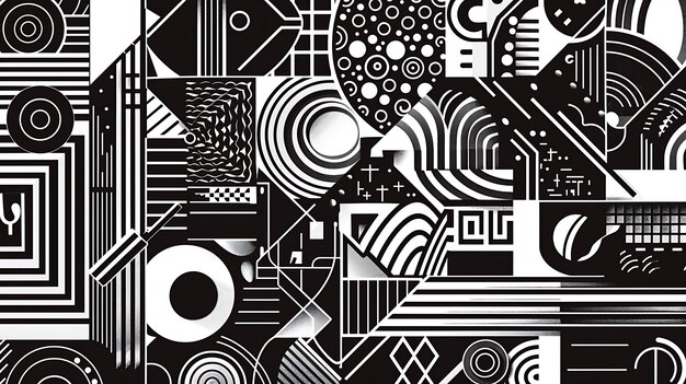 Black and white geometric shapes with a retro and vintage feel The seamless pattern is great for backgrounds fabric and home decor