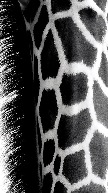 Photo black and white giraffe mane