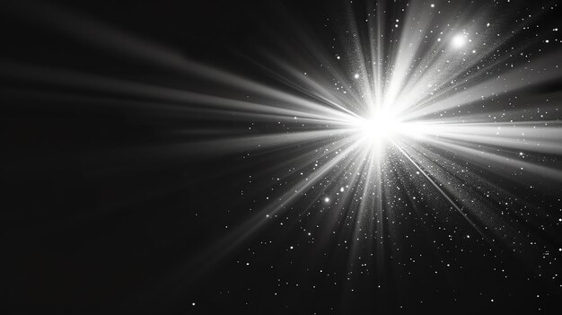 Photo black and white glowing light burst with sparkles