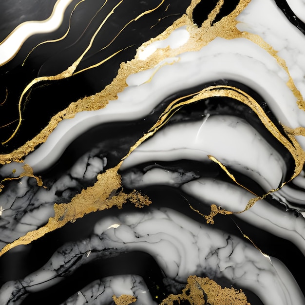 Black White Gold Smooth Marble Background 0