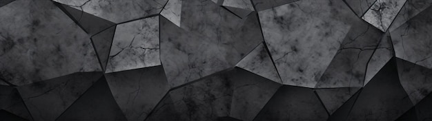 Photo black and white grunge background withwide stone banner anddark gray geometric pattern