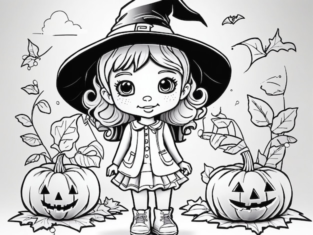 Black and white halloween illustration