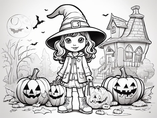 Black and white halloween illustration