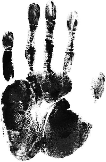 Photo a black and white hand print with the word 