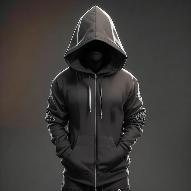 Black and white hoodie with Full body