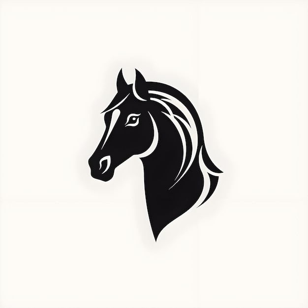 Photo a black and white horse head logo template