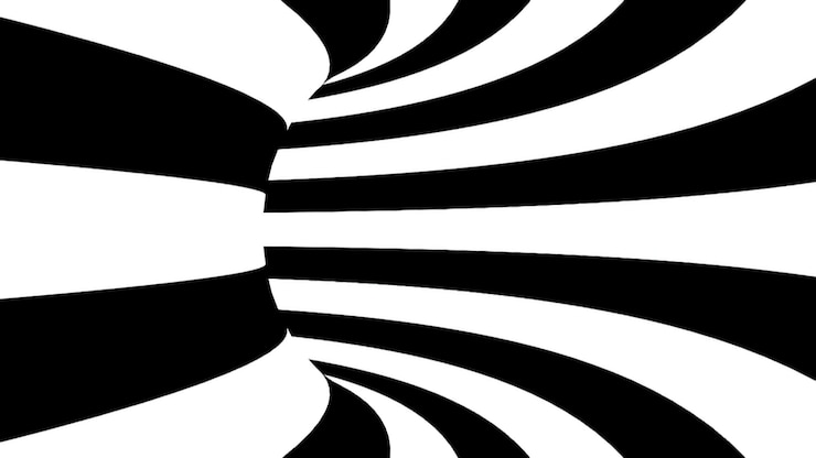 Photo black and white hypnotic tunnel 3d rendered