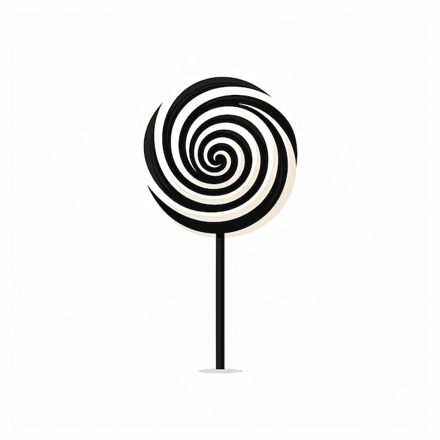 a black and white icon of a lollipop with a swirl