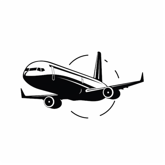 Photo a black and white icon of a modern airplane no shadow