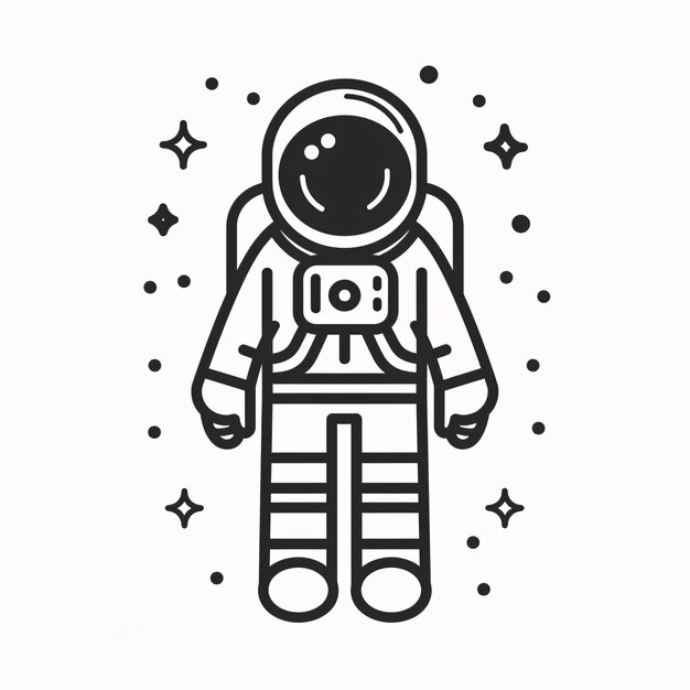 a black and white illustration of an astronaut