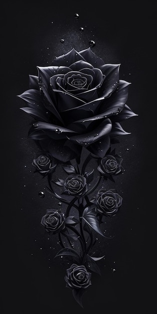 Photo a black and white illustration of a black rose with the words 