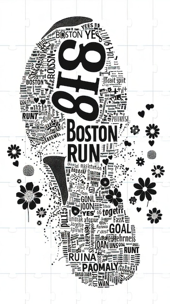 A black and white illustration of a boston run