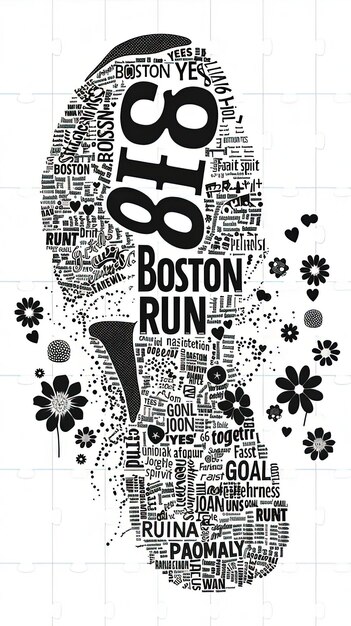 Photo a black and white illustration of a boston run