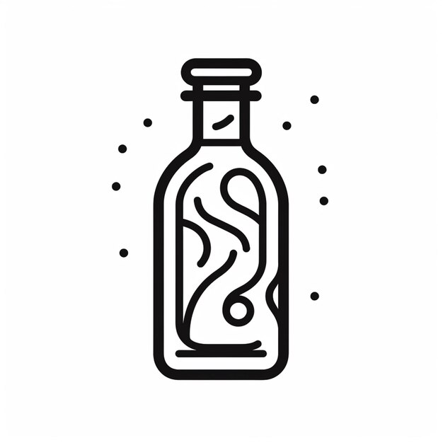 Photo a black and white illustration of a bottle with a snake inside generative ai