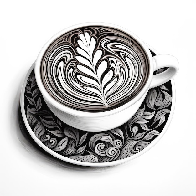 Photo black and white illustration of coffee