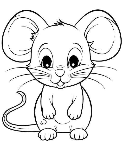 Черно-белая иллюстрация для окрашивания животных мышь Избирательный мягкий фокус