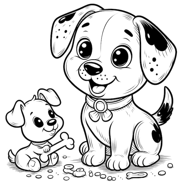 Photo black and white illustration for coloring animals