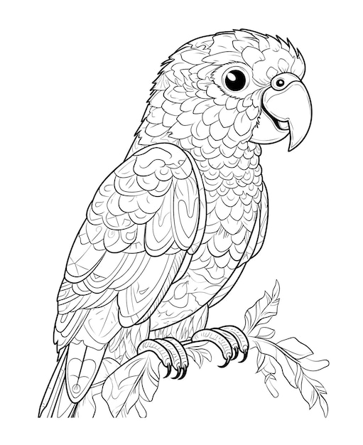 Black and white illustration for coloring birds