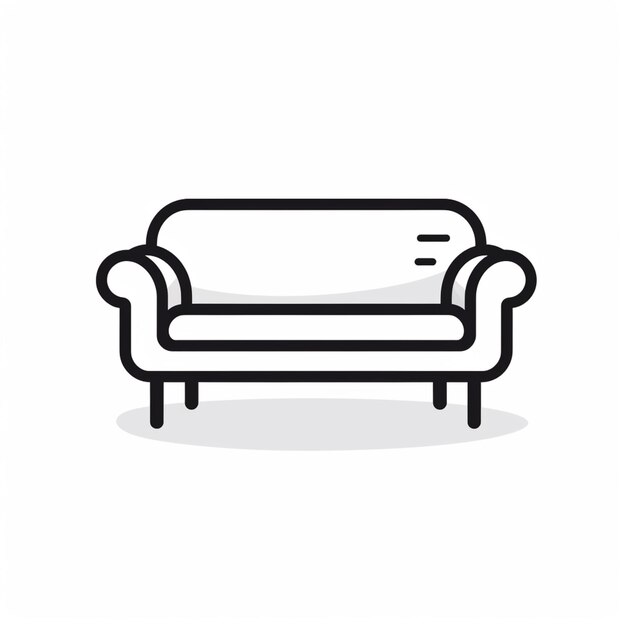 Photo a black and white illustration of a couch with a pillow generative ai