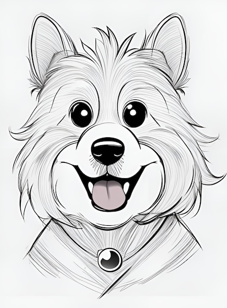 Black and White Illustration of Dog