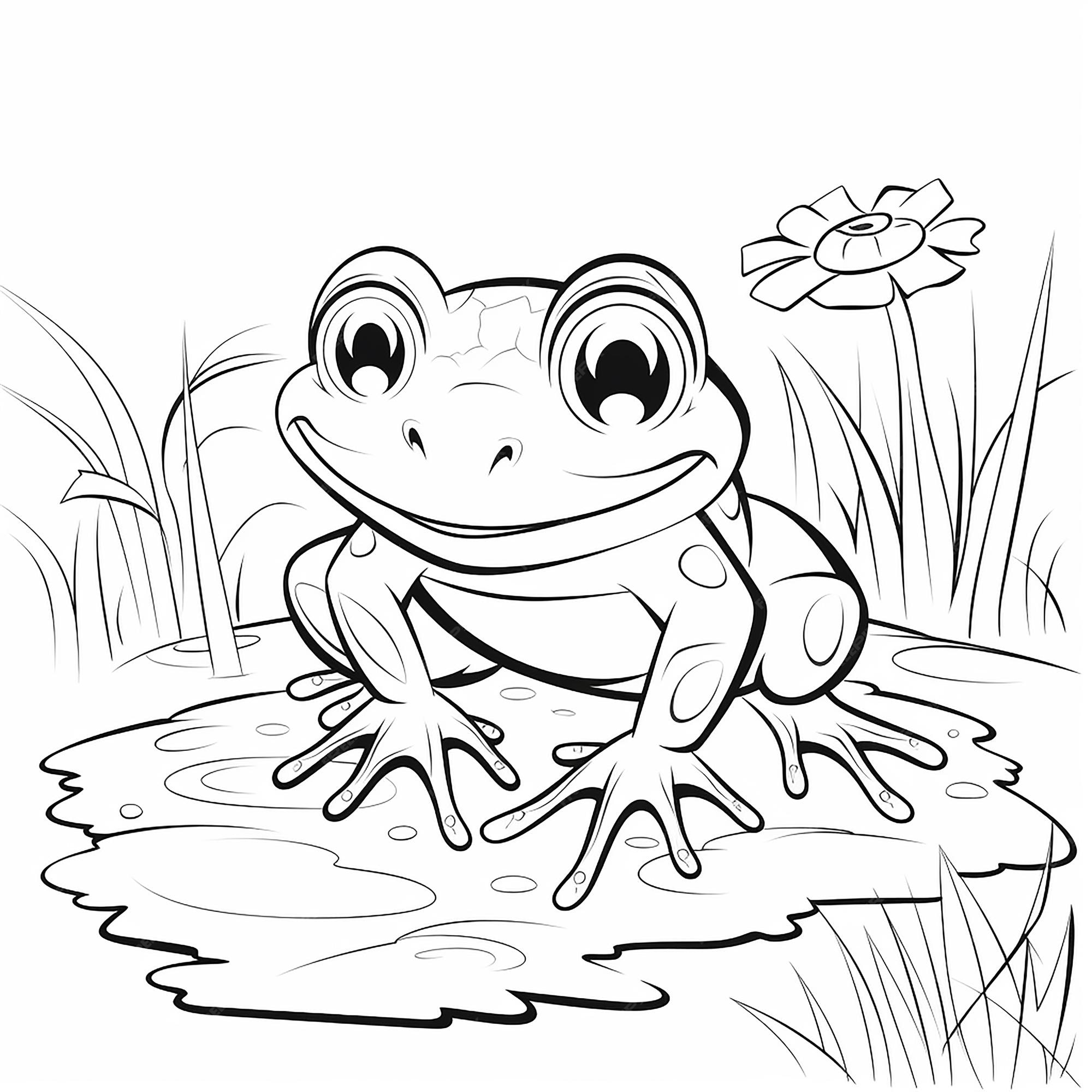 Premium AI Image | Black and white illustration the frog image