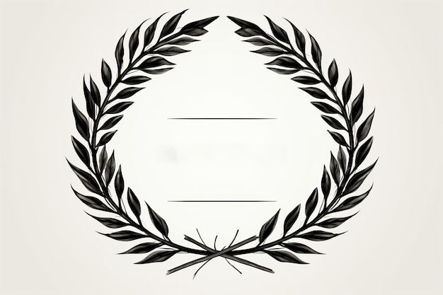 Photo a black and white illustration of a laurel wreath