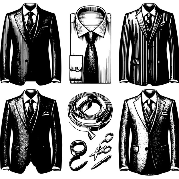 Black and white illustration of a pair of male Business Suit