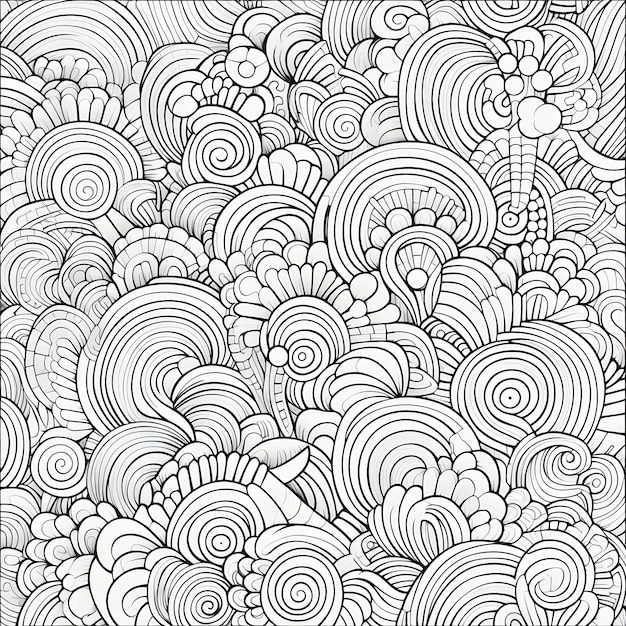 Photo a black and white illustration of a pattern with swirls and swirls.