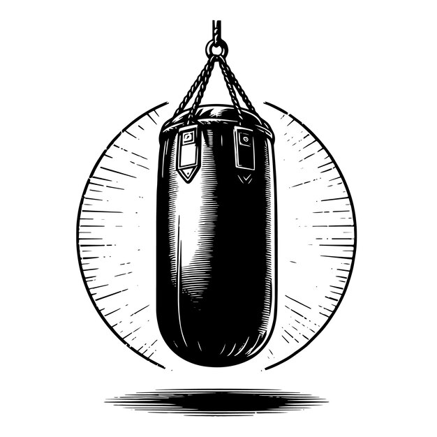 Black and white illustration of a Punching Bag