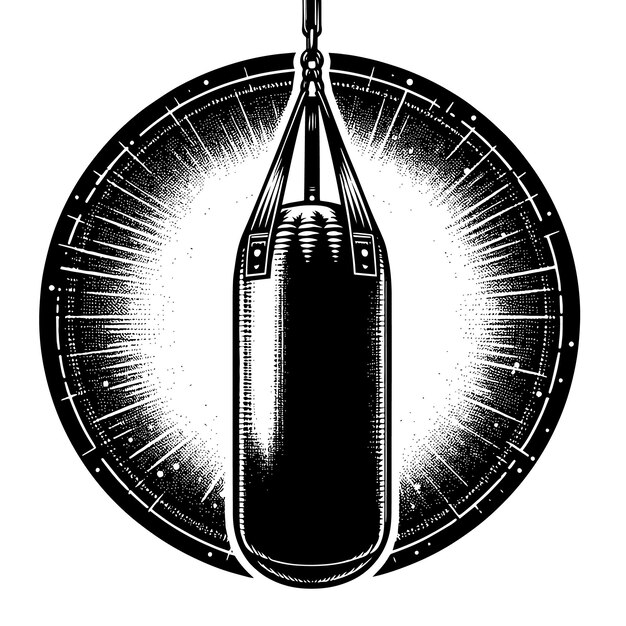 Black and white illustration of a Punching Bag