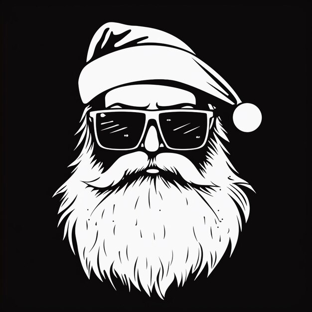 Photo a black and white image of a bearded santa claus generative ai