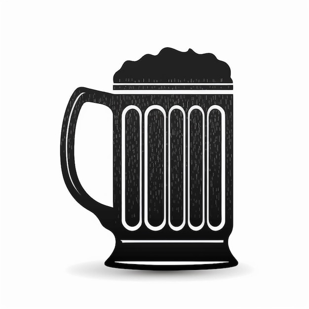 a black and white image of a beer mug with foam generative ai