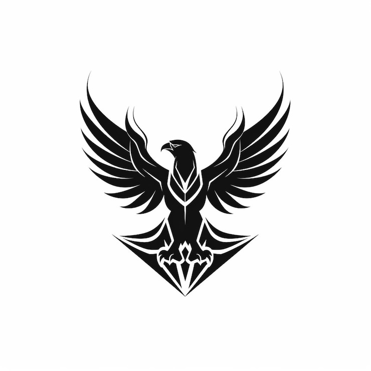 Photo a black and white image of a bird with wings generative ai