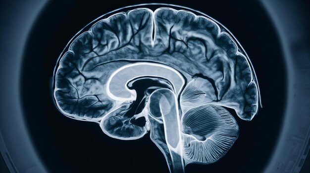 a black and white image of a brain with the word brain on it