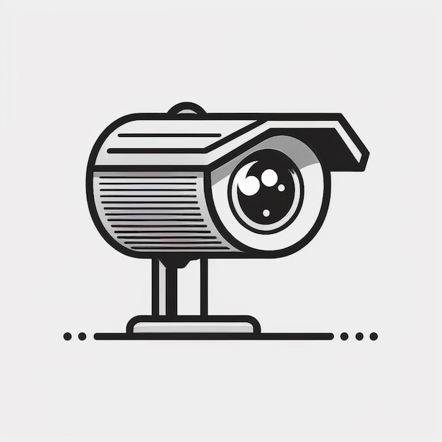 a black and white image of a camera with a lens generative ai