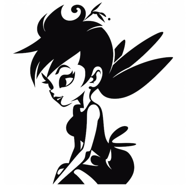 a black and white image of a cartoon girl with a big hair generative ai